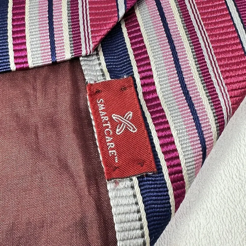 Nordstrom Tie Mens 58 in Silk Cranberry Red Gray Black Diagonal Striped Wide